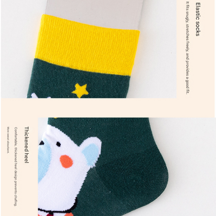 Festive 4-Pair Christmas Sock Gift Box Set - European & American Santa & Snowman Cartoon Cotton Socks.