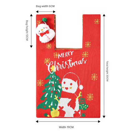 Festive 4-Piece Christmas Gift Bag Set - Adorable Knitted Holiday Treat & Present Pouches.