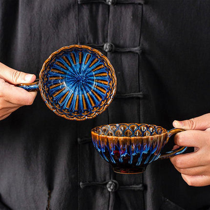 Blue-brown Creative Retro Kiln-Glazed Ceramic Cup - Exquisite Coffee & Afternoon Tea Mug, Home Milk Cup, Unique Gift.