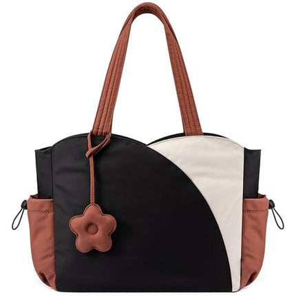 Brown Stylish 16-inch Women's Tote Bag - Teacher & Nurse Puffer Work Bag, Travel & Daily Handbag with Cup Holders.