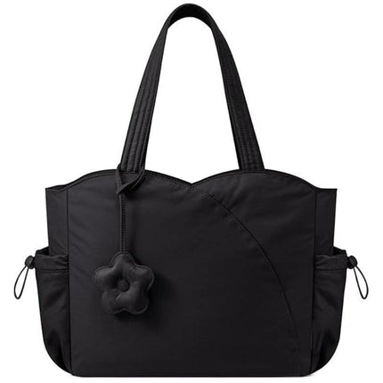 Black Stylish 16-inch Women's Tote Bag - Teacher & Nurse Puffer Work Bag, Travel & Daily Handbag with Cup Holders.
