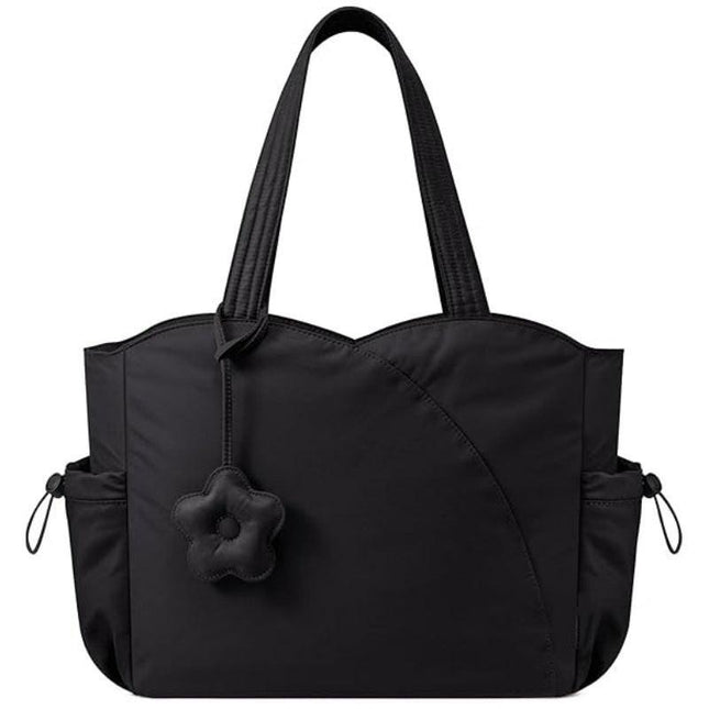 Black Stylish 16-inch Women's Tote Bag - Teacher & Nurse Puffer Work Bag, Travel & Daily Handbag with Cup Holders.