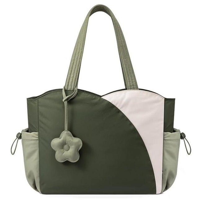 Green Stylish 16-inch Women's Tote Bag - Teacher & Nurse Puffer Work Bag, Travel & Daily Handbag with Cup Holders.