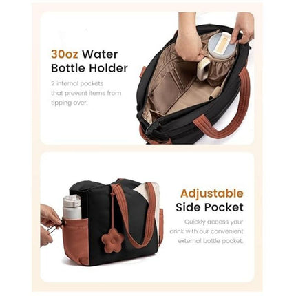 Green Stylish 16-inch Women's Tote Bag - Teacher & Nurse Puffer Work Bag, Travel & Daily Handbag with Cup Holders.