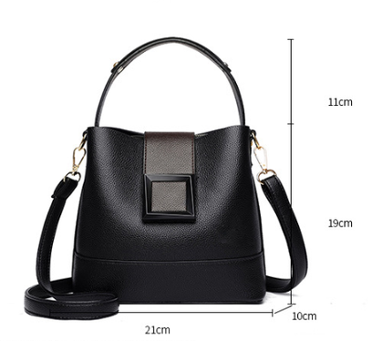 Black Versatile Bucket Bag - Stylish Trend Shoulder Handbag with Large Capacity Crossbody for Women (21x10x30 cm).