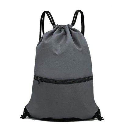 Grey Versatile Drawstring Backpack - Sports, Gym, Yoga, Dance & Travel Carry-All (34x47 cm).