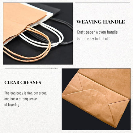 Gift Bags 8.25"X5.9 "X3.15" 100pcs Brown Kraft Paper Bag with Handles for Small Business Christmas Bulk, Wedding, Party Favor, Shopping, Lunch, Halloween Trick-or-Treat Bags.