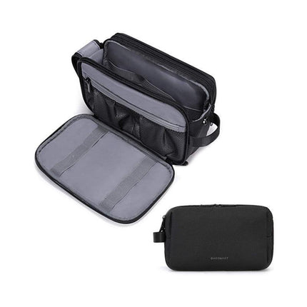 Black Large Capacity Travel Toiletry Bag - Splash-Proof Organizer for Men's Business Trips & Swimming (24x11.7x16 cm).
