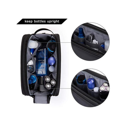 Black Large Capacity Travel Toiletry Bag - Splash-Proof Organizer for Men's Business Trips & Swimming (24x11.7x16 cm).