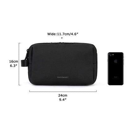 Black Large Capacity Travel Toiletry Bag - Splash-Proof Organizer for Men's Business Trips & Swimming (24x11.7x16 cm).