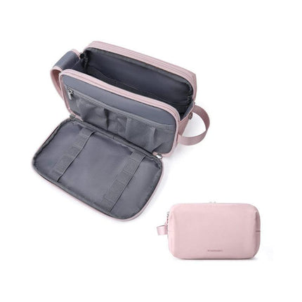 Pink Large Capacity Travel Toiletry Bag - Splash-Proof Organizer for Men's Business Trips & Swimming (24x11.7x16 cm).
