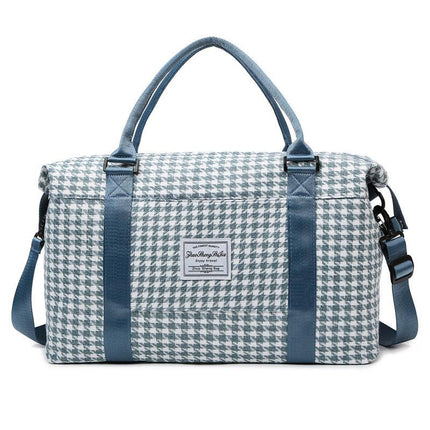 Blue Expandable Large Capacity Travel Bag - Short Trip Duffle with Trolley Sleeve, Maternity & Gym Storage (47x17x30 cm).