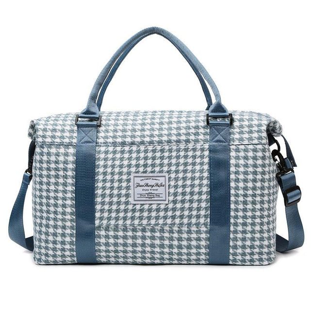 Blue Expandable Large Capacity Travel Bag - Short Trip Duffle with Trolley Sleeve, Maternity & Gym Storage (47x17x30 cm).
