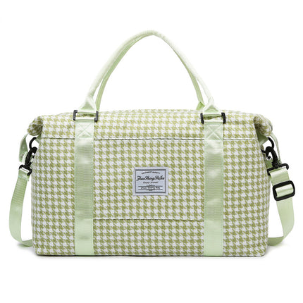 Green Expandable Large Capacity Travel Bag - Short Trip Duffle with Trolley Sleeve, Maternity & Gym Storage (47x17x30 cm).