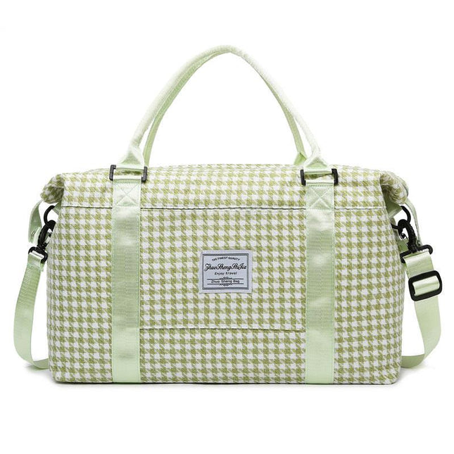 Green Expandable Large Capacity Travel Bag - Short Trip Duffle with Trolley Sleeve, Maternity & Gym Storage (47x17x30 cm).