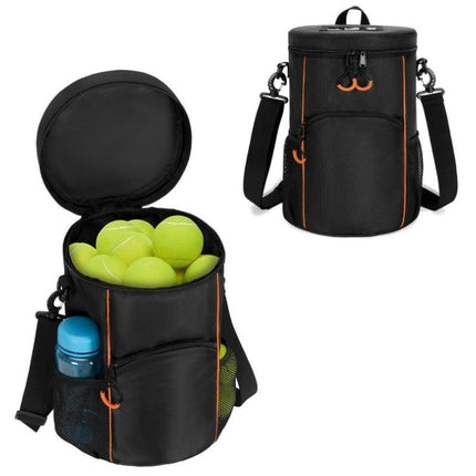 Black Versatile Tennis Baseball Lacrosse Bag with Multiple Pockets - Portable Black Design.