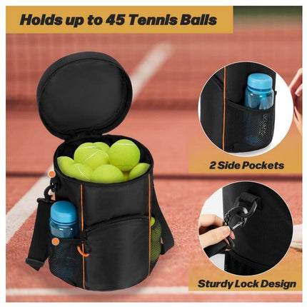 Black Versatile Tennis Baseball Lacrosse Bag with Multiple Pockets - Portable Black Design.