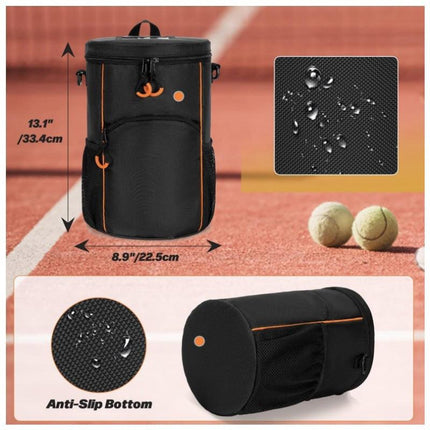 Black Versatile Tennis Baseball Lacrosse Bag with Multiple Pockets - Portable Black Design.