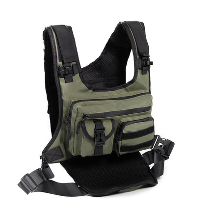 Green Outdoor Tactical Chest Bag - CS Running Hydration Sports Chest Pack for Men (0.572kg, 30x30x6 cm).