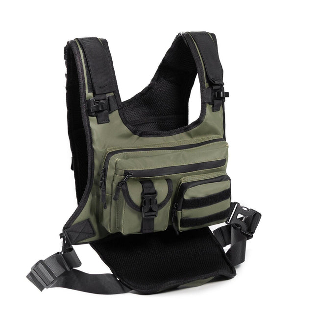 Green Outdoor Tactical Chest Bag - CS Running Hydration Sports Chest Pack for Men (0.572kg, 30x30x6 cm).