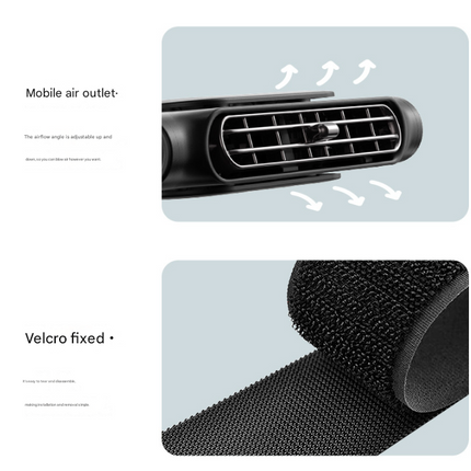 Black Car Seat Headrest Fan - USB Powered Bladeless Rear Seat Fan for Vehicle Cooling (175x75x34mm).