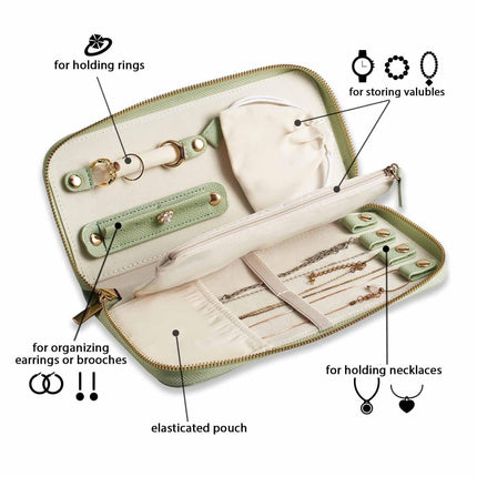 Pink Portable Travel Jewelry Organizer - Anti-Tangle Storage for Necklaces, Earrings, Rings & Bracelets (24.9x11.4 cm).