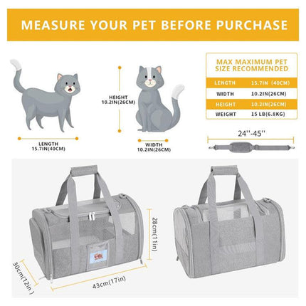 Pink Large Cat & Small Dog Carrier - Soft-Sided, Foldable & Breathable Pet Travel Bag (43x30x28 cm).