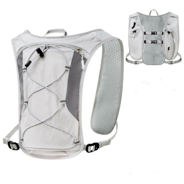 Grey Lightweight Hydration Backpack with 1.5L Water Bladder Compact Cycling Running Pack for Hiking and Outdoor Sports Ideal for Australian Adventures.
