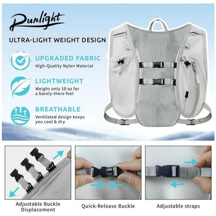Grey Lightweight Hydration Backpack with 1.5L Water Bladder Compact Cycling Running Pack for Hiking and Outdoor Sports Ideal for Australian Adventures.