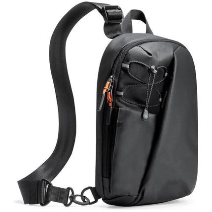 Black Modern Urban Sling Bag Crossbody Chest Pack with Quick Adjustable Strap Compact Daypack for Travel and Daily Commute.