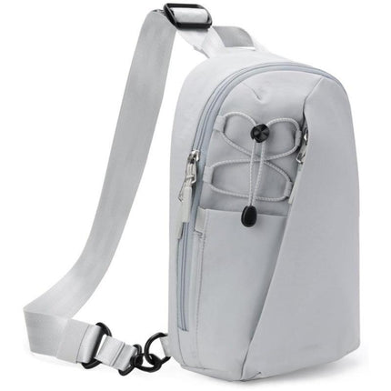 Grey Modern Urban Sling Bag Crossbody Chest Pack with Quick Adjustable Strap Compact Daypack for Travel and Daily Commute.