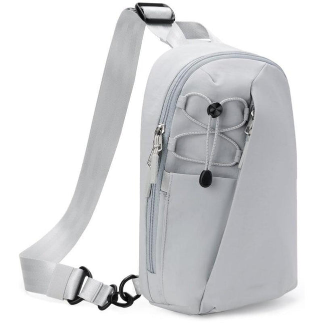 Grey Modern Urban Sling Bag Crossbody Chest Pack with Quick Adjustable Strap Compact Daypack for Travel and Daily Commute.