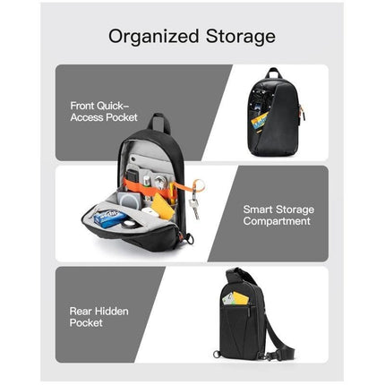 Grey Modern Urban Sling Bag Crossbody Chest Pack with Quick Adjustable Strap Compact Daypack for Travel and Daily Commute.