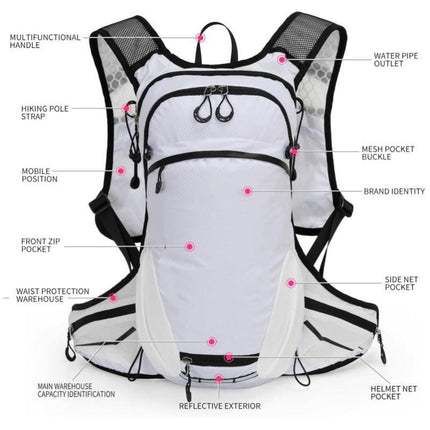 White Lightweight Outdoor Hiking Backpack Nylon Daypack for Cycling Camping and Mountaineering Breathable Sports Bag Ideal for Australian Adventures.