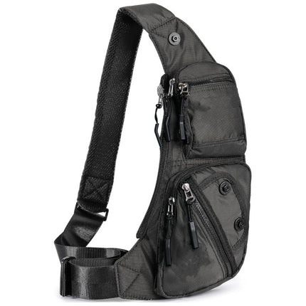 Black Tactical Style Sling Bag Crossbody Chest Pack Lightweight Daypack for Travel Hiking and Cycling Fits 8.3 Inch Notebook Ideal for Australian Outdoors.