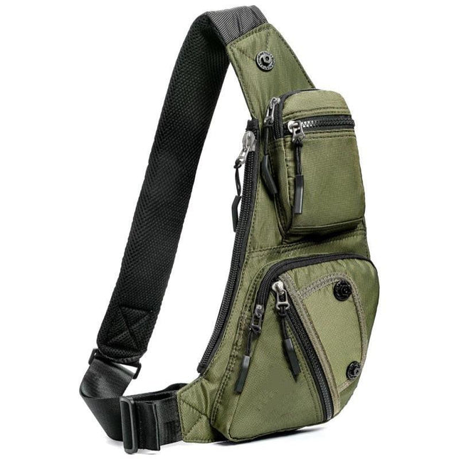 Green Tactical Style Sling Bag Crossbody Chest Pack Lightweight Daypack for Travel Hiking and Cycling Fits 8.3 Inch Notebook Ideal for Australian Outdoors.