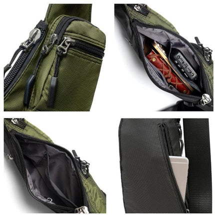 Green Tactical Style Sling Bag Crossbody Chest Pack Lightweight Daypack for Travel Hiking and Cycling Fits 8.3 Inch Notebook Ideal for Australian Outdoors.