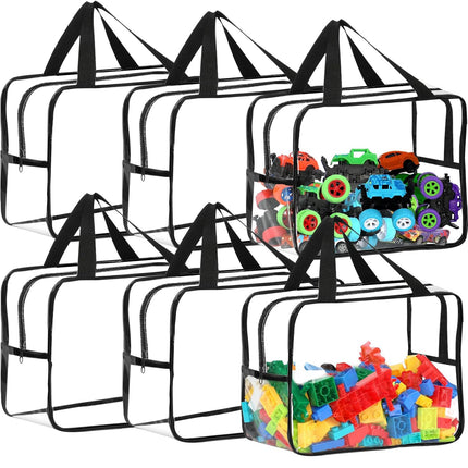 6 Pack Clear PVC Toy Storage Bags Waterproof Zippered Organizer for Puzzles and Blocks Multi Purpose Travel Toiletry Tote Ideal for Australian Families.