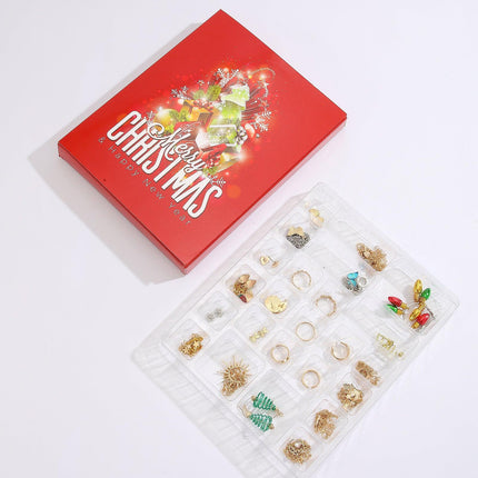 Santa Claus Edition Christmas Jewellery Advent Calendar 24 Day Countdown Blind Box Set Includes Earrings Rings Necklaces and Bracelets Festive Gift for Her.