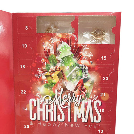 Santa Claus Edition Christmas Jewellery Advent Calendar 24 Day Countdown Blind Box Set Includes Earrings Rings Necklaces and Bracelets Festive Gift for Her.