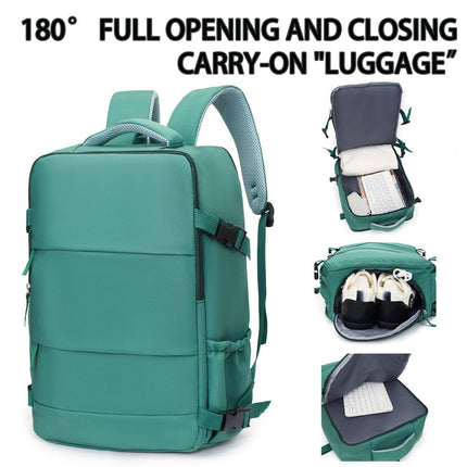 White 25L Travel Laptop Backpack with Shoe Compartment 180 Degree Opening Carry On Rucksack Fits 14 Inch Laptop Ideal for Business and Weekends.