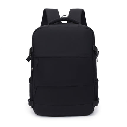Black 25L Travel Laptop Backpack with Shoe Compartment 180 Degree Opening Carry On Rucksack Fits 14 Inch Laptop Ideal for Business and Weekends.