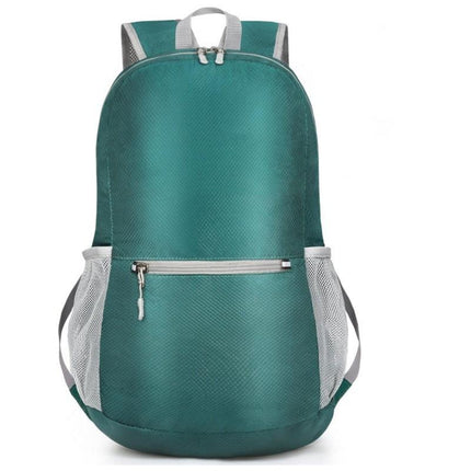 Green Ultra Lightweight Foldable Backpack Packable Daypack Compact Travel Rucksack with Mesh Pockets Ideal for Outdoor Adventures.