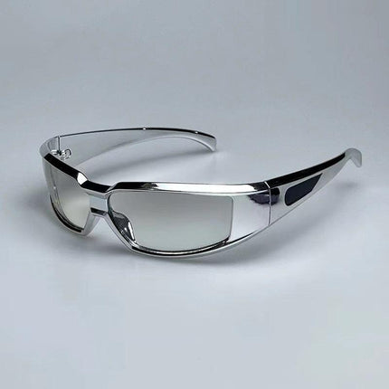 3 Pack Y2K Cyberpunk Sunglasses Futuristic Rectangular Shades Sci-Fi Style Fashion Eyewear for Festivals and Raves Ideal for Men and Women.