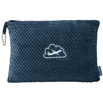 Navy Blue 2-in-1 Premium Travel Blanket and Pillow Soft Fleece Airplane Throw 165cm x 100cm Foldable Cushion with Luggage Clip Ideal for Flights and Road Trips.