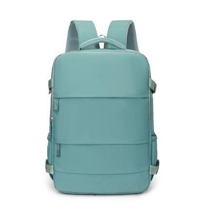 Light Green 25L Travel Laptop Backpack with Shoe Compartment 180 Degree Opening Carry On Rucksack Fits 14 Inch Laptop Ideal for Business and Weekends.