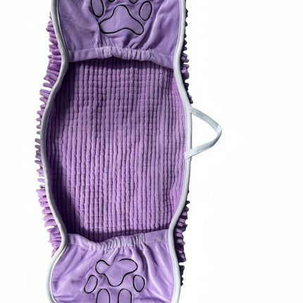 Purple Super Absorbent Pet Drying Towel with Hand Pockets Soft Chenille Microfiber Dog Bath Towel Quick Dry for Cats and Dogs after Grooming or Beach.