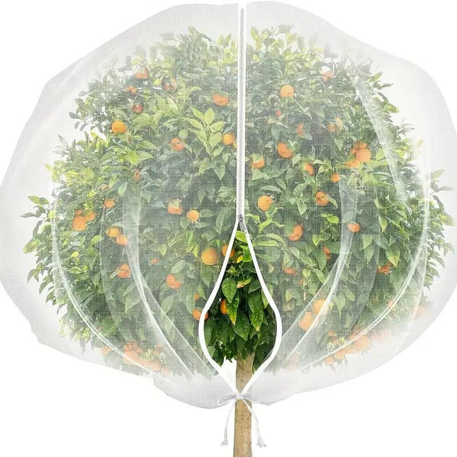 2m x 2.4m Garden Plant Protection Net Cover with Zipper and Drawstring Fruit Tree Mesh Barrier Bag against Birds Insects Frost and Sun.