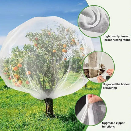 2m x 2.4m Garden Plant Protection Net Cover with Zipper and Drawstring Fruit Tree Mesh Barrier Bag against Birds Insects Frost and Sun.