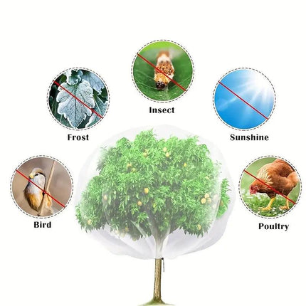 2m x 2.4m Garden Plant Protection Net Cover with Zipper and Drawstring Fruit Tree Mesh Barrier Bag against Birds Insects Frost and Sun.